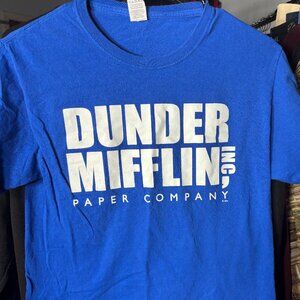 The Office Dunder Mifflin Blue Adult 100% Cotton Graphic Print T-Shirt SZ Small